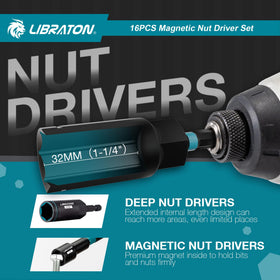 LIBRATON deep nut drivers 1/4-3/4 inch near storage box for organization