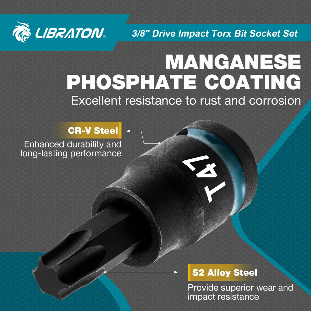 LIBRATON extra-long torx sockets provide reach for deep fasteners