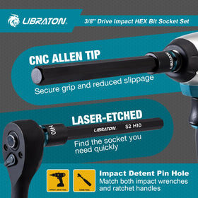 LIBRATON impact-hole design suits impact wrenches and ratchets.
