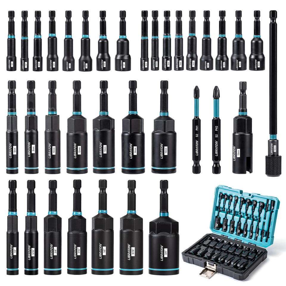 LIBRATON magnetic nut drivers in metric and SAE sizes for secure fastener handling.
