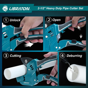 LIBRATON cutter handles pipes up to 2-1/2 inches with precision.