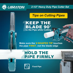LIBRATON in-use cutting a PVC pipe with clean, flat end.
