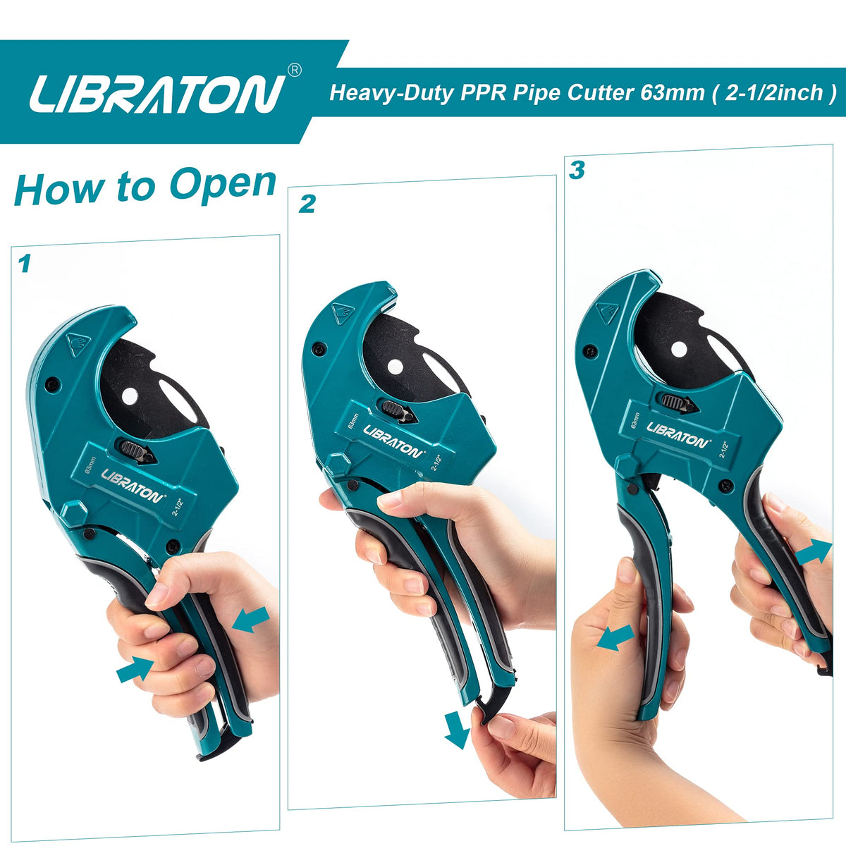 LIBRATON tool shows versatility cutting PVC, PEX, CPVC, PP-R, PE, rubber hose