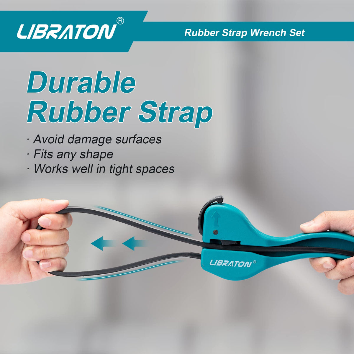 LIBRATON Rubber straps showing durability and surface protection