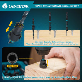 LIBRATON screwdriver bits include slotted, Philips, square, and Torx varieties.