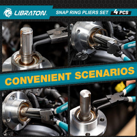 LIBRATON Snap Ring Pliers feature ergonomic grips to reduce slippage and fatigue.