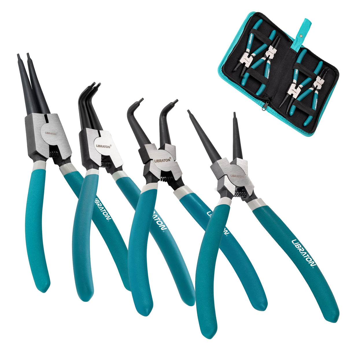 LIBRATON Snap Ring Pliers set straight external 40mm for tight-space installations.
