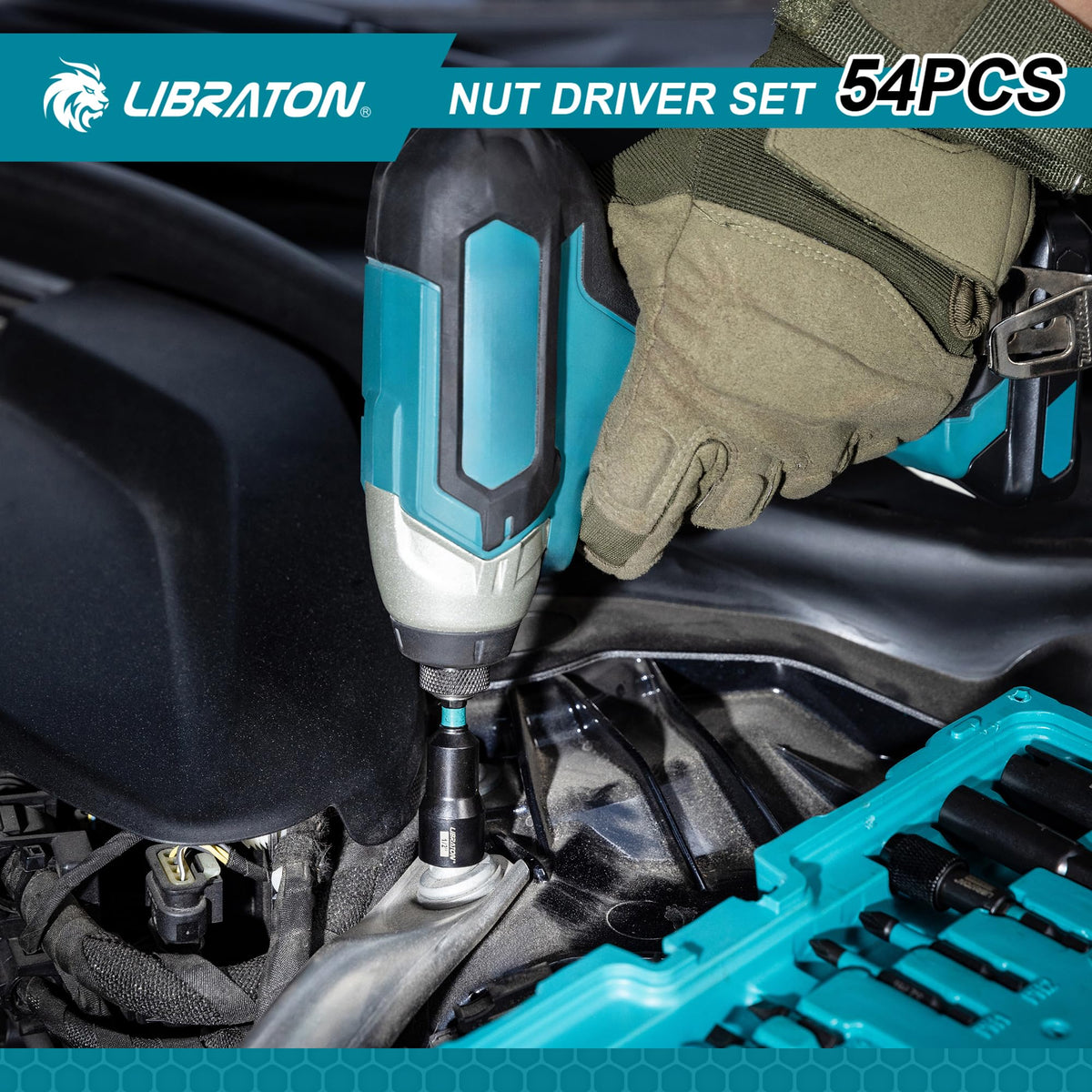 LIBRATON socket adapter 1-2 facilitates quick driver swaps.