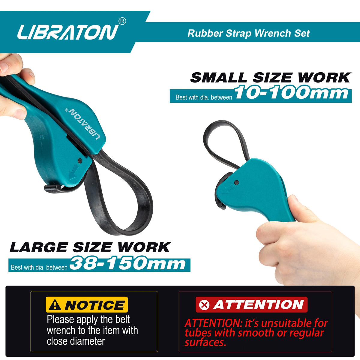 LIBRATON Strap Wrench small-range capability for compact jars and lids
