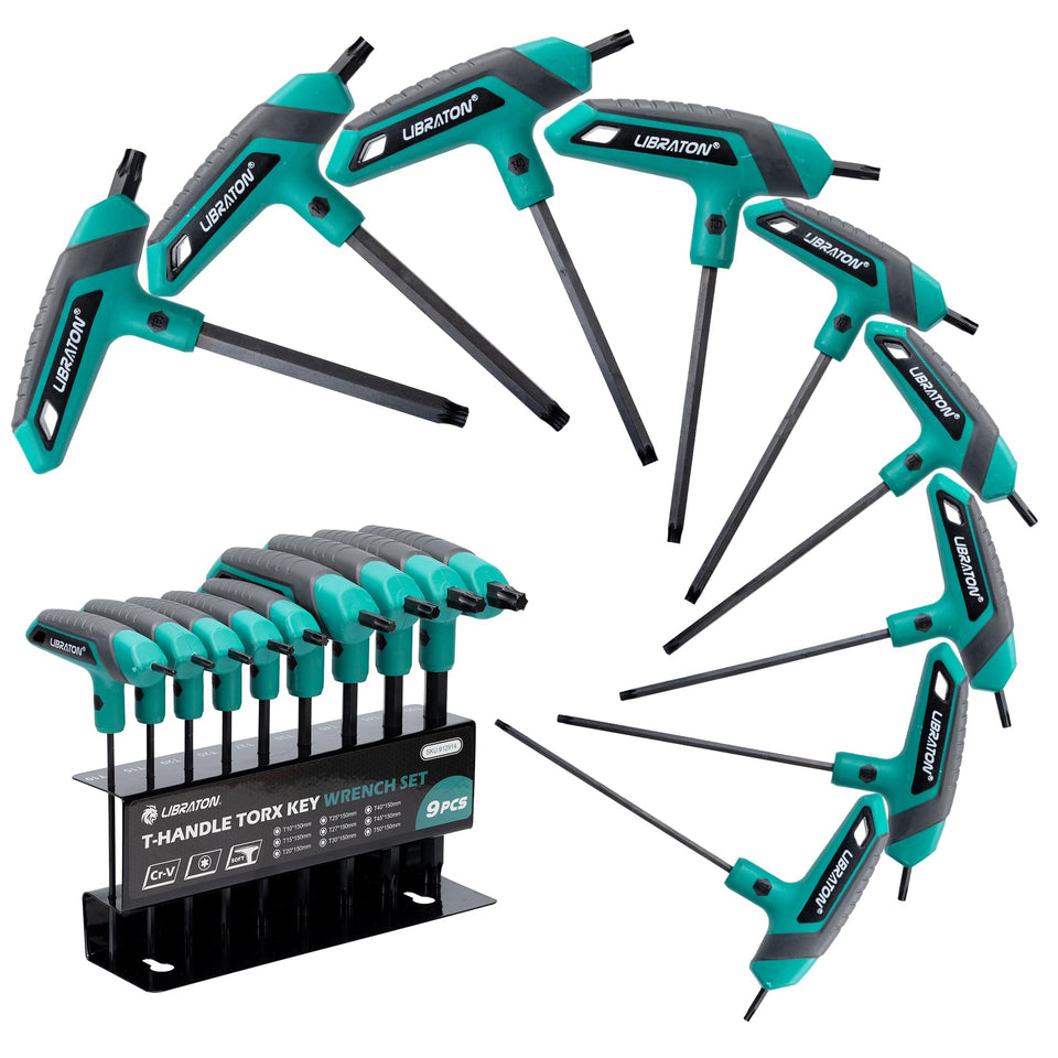 LIBRATON T-Handle Torx set on rack for organized storage.
