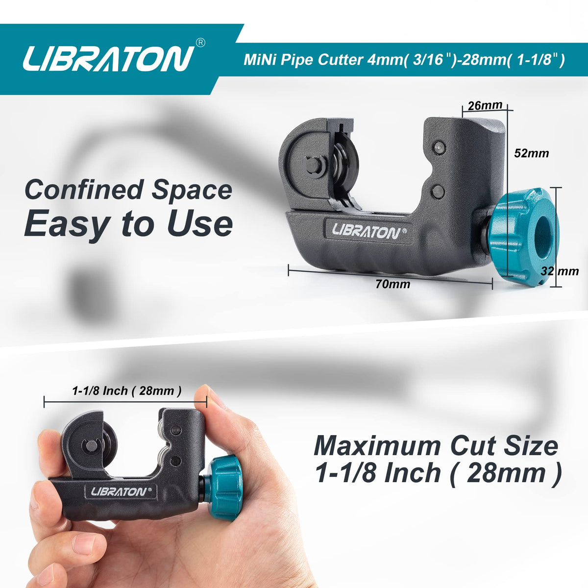 LIBRATON tubing cutter close-up blade for quick, clean cuts and precision.