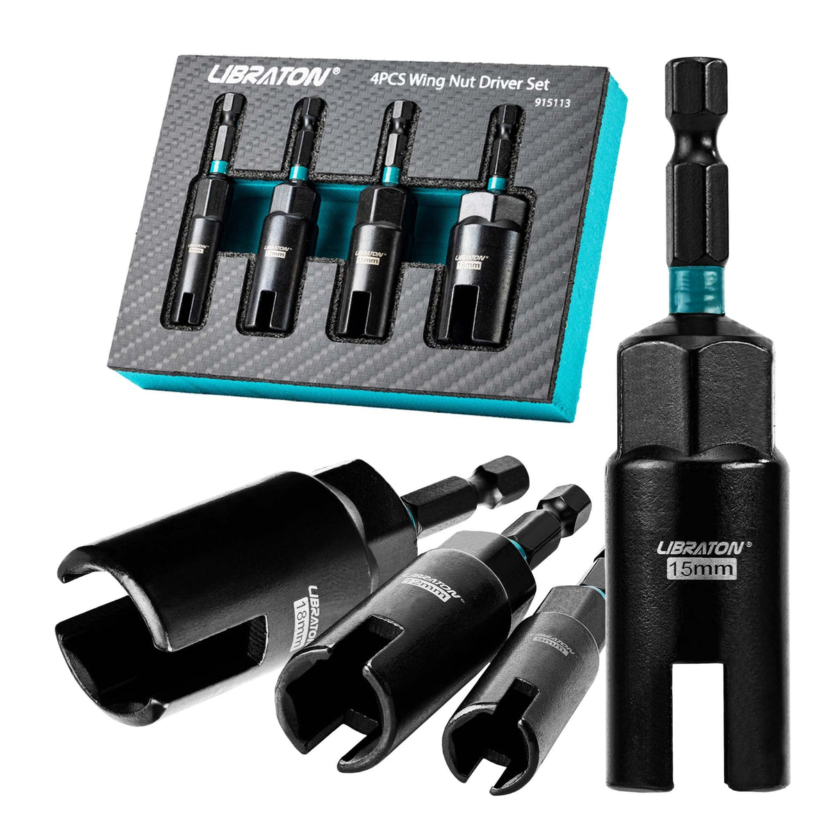 LIBRATON Wing Nut Driver 4pcs kit for quick fastenings and versatile projects