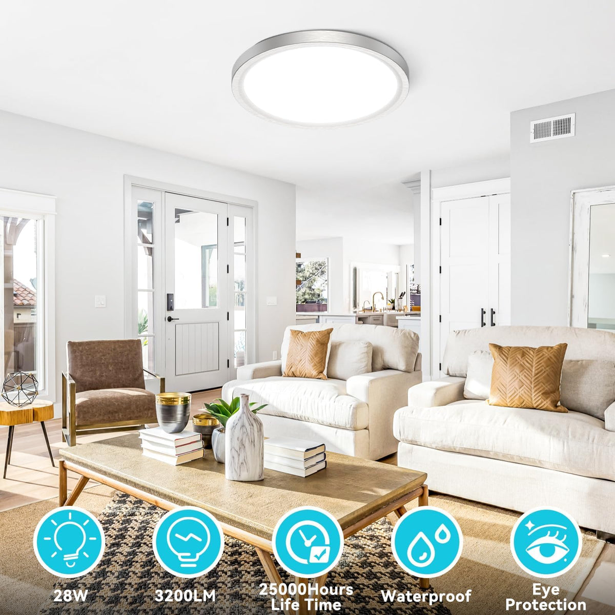 Libtit 12-inch warm 3000K ceiling light for cozy bathrooms and bedrooms.