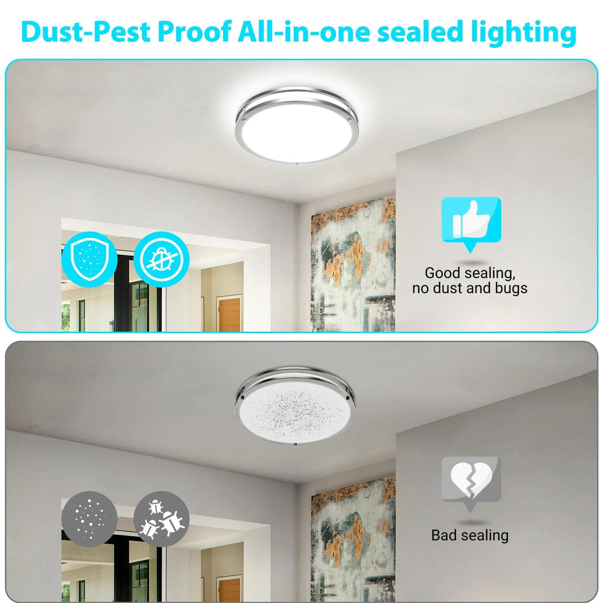 Libtit bedroom-use flush mount light with soft neutral glow for calm nights