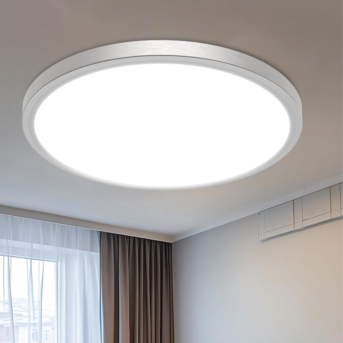 libtit 16-inch flush mount LED light, front view, bright energy-saving ceiling illumination