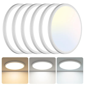 libtit 6-pack 13-inch LED flush mount packshot highlights energy efficiency and brightness.