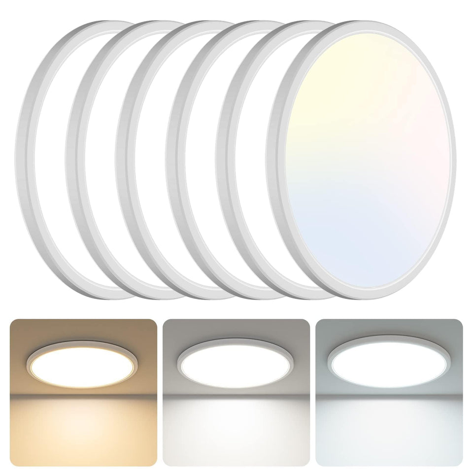 libtit 6-pack 13-inch LED flush mount packshot highlights energy efficiency and brightness.