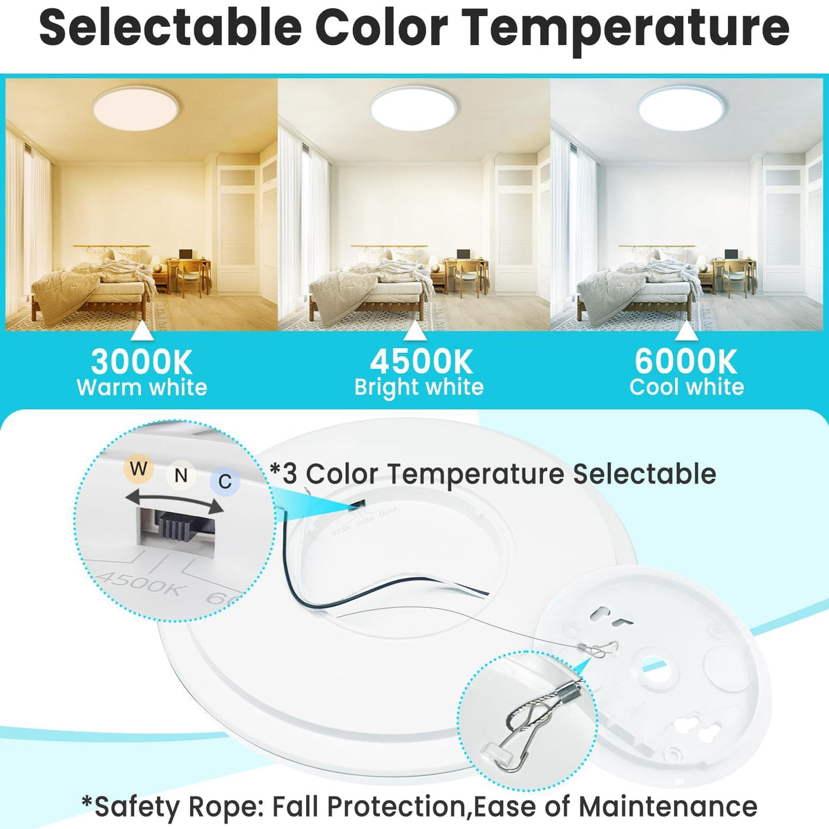 libtit LED ceiling light color temperature options for mood control