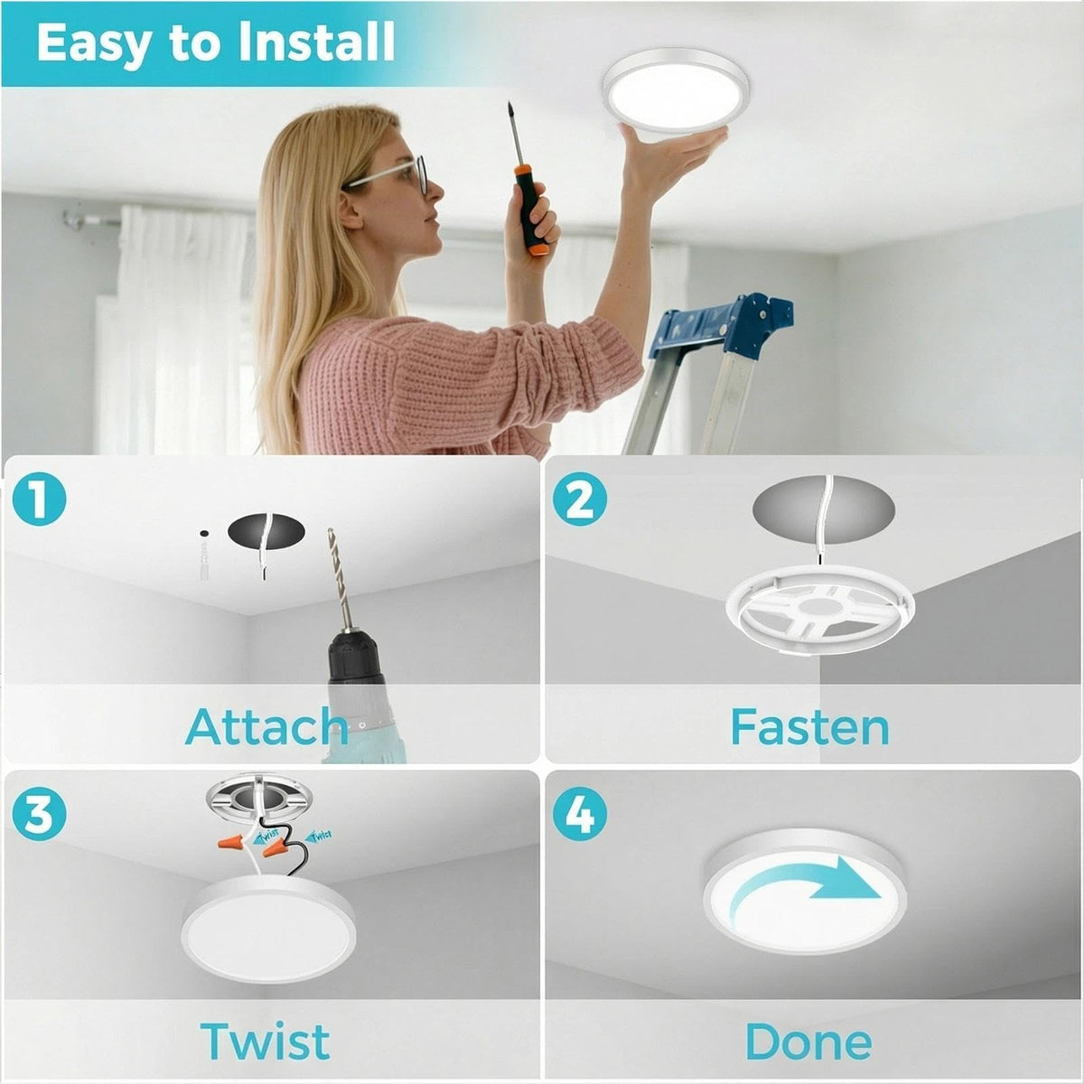 Slim white ABS housing seen on libtit light for a compact, durable fit