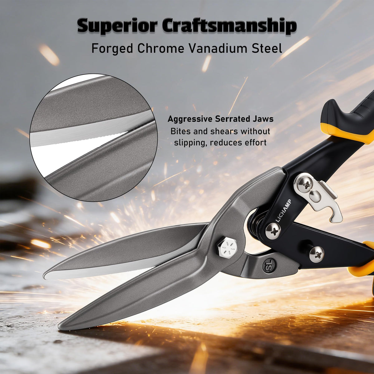Lichamp tin snips ergonomic grip design provides non-slip handling