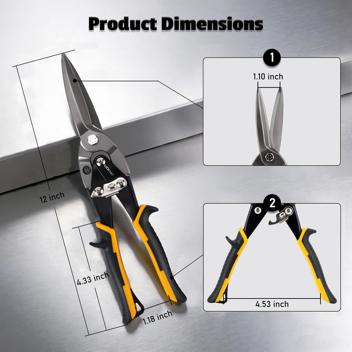 Lichamp tin snips with ergonomic handles grip for comfortable extended use