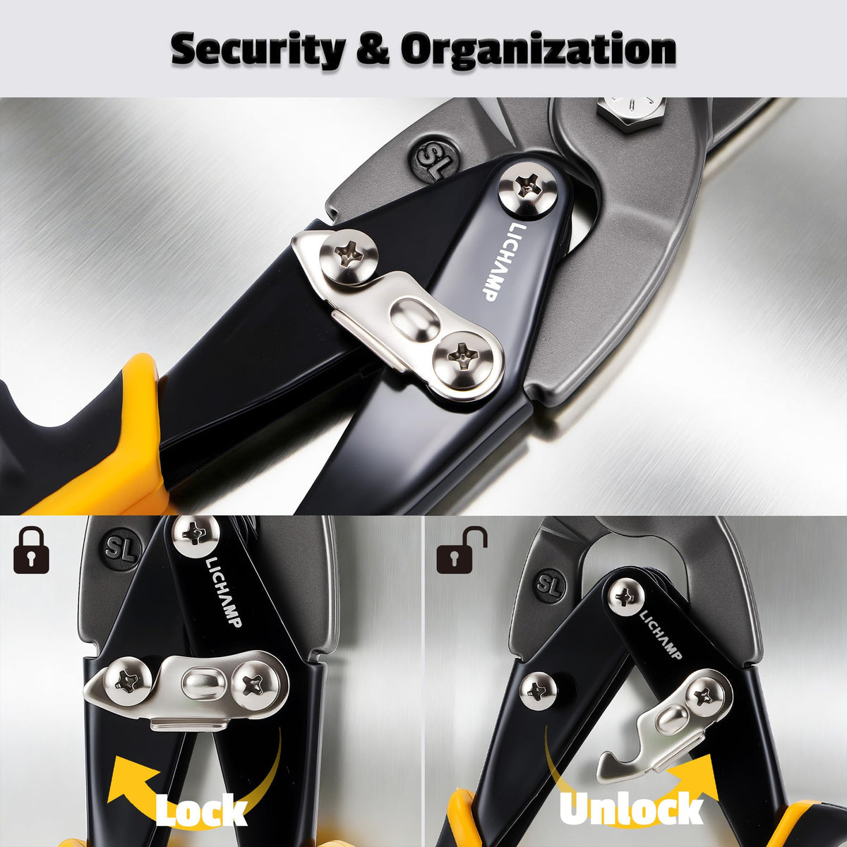 Lichamp tin snips cutting sheet metal for HVAC or DIY projects