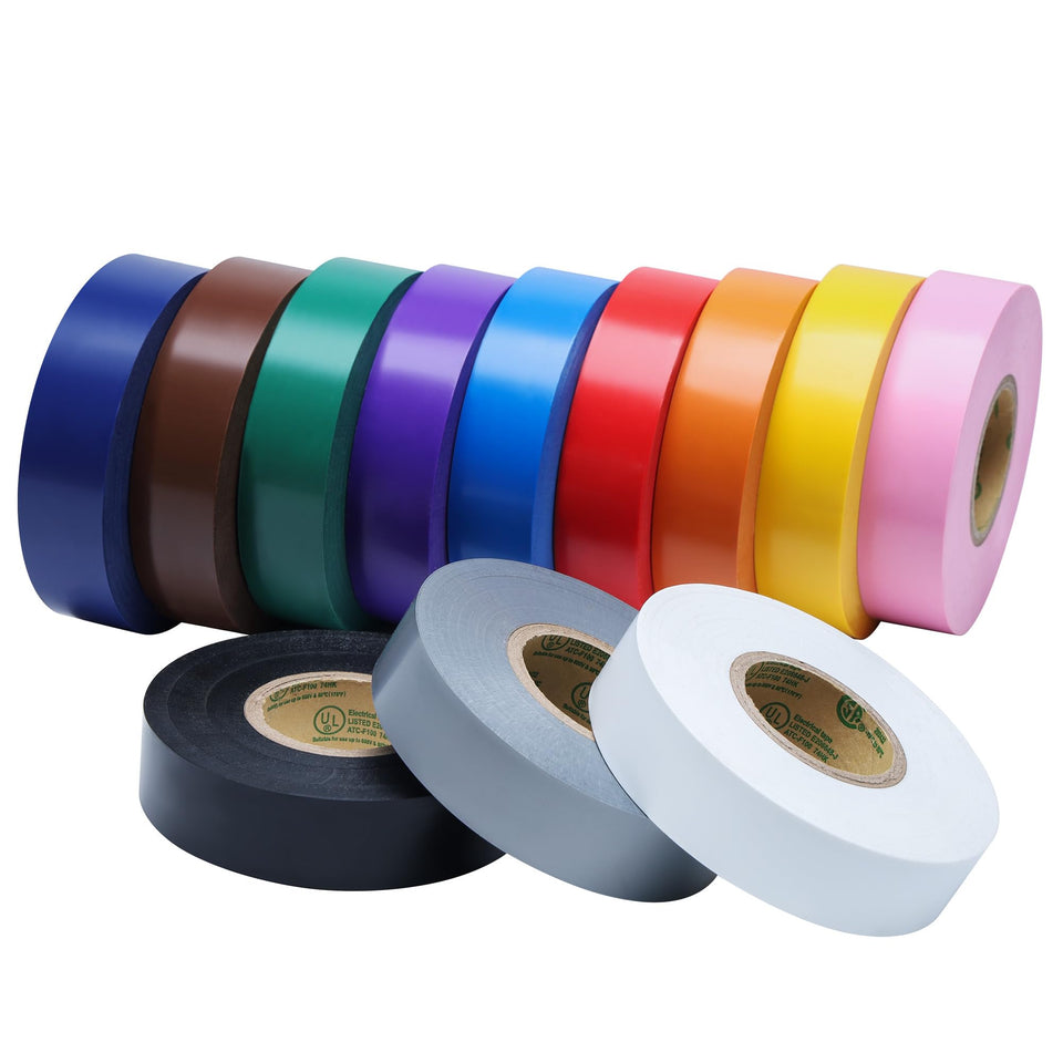 Lichamp 12-pack colored electrical tape, 3/4 inch, versatile for wiring and labeling