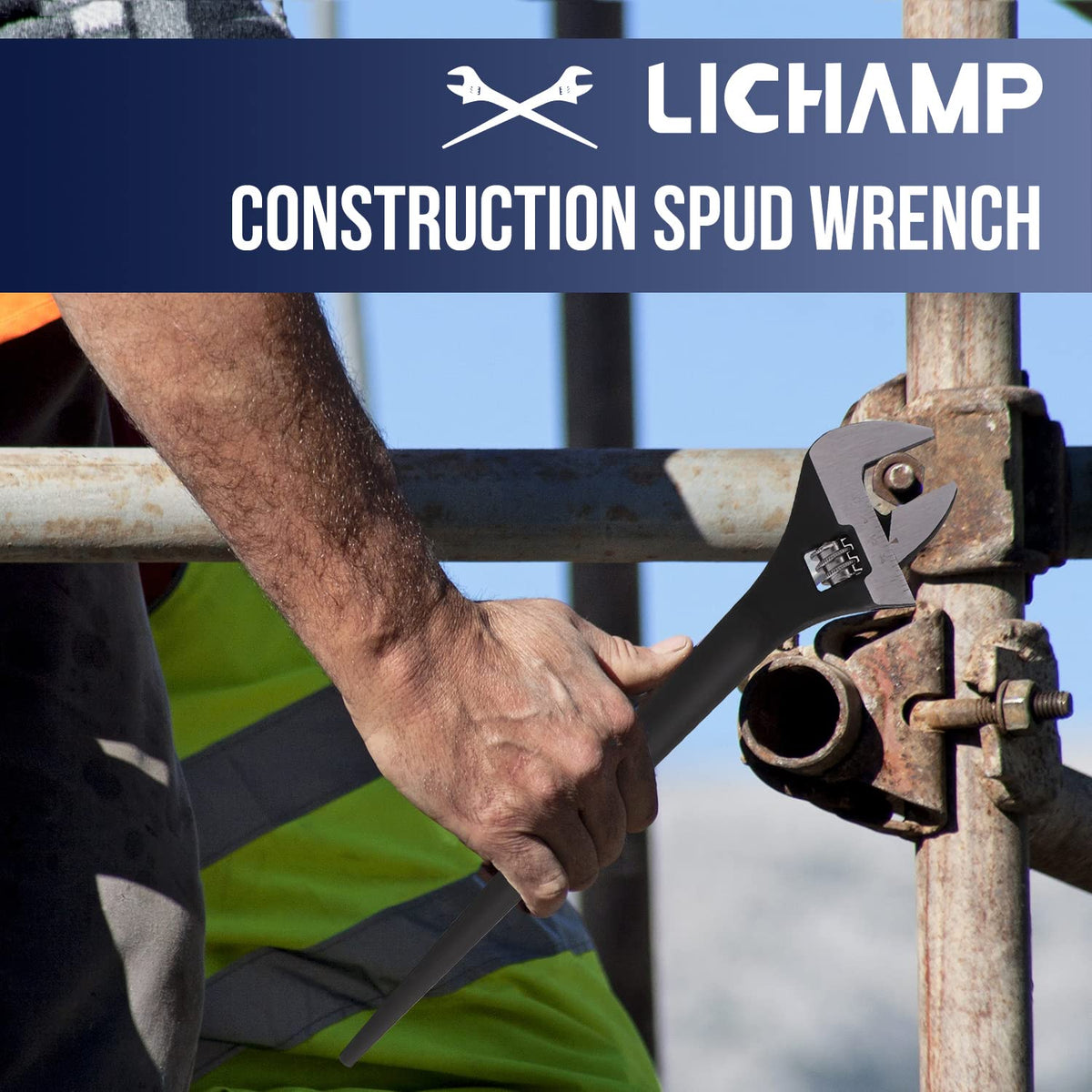 Lichamp 12-inch adjustable spud wrench offering versatile sizing for various fasteners.