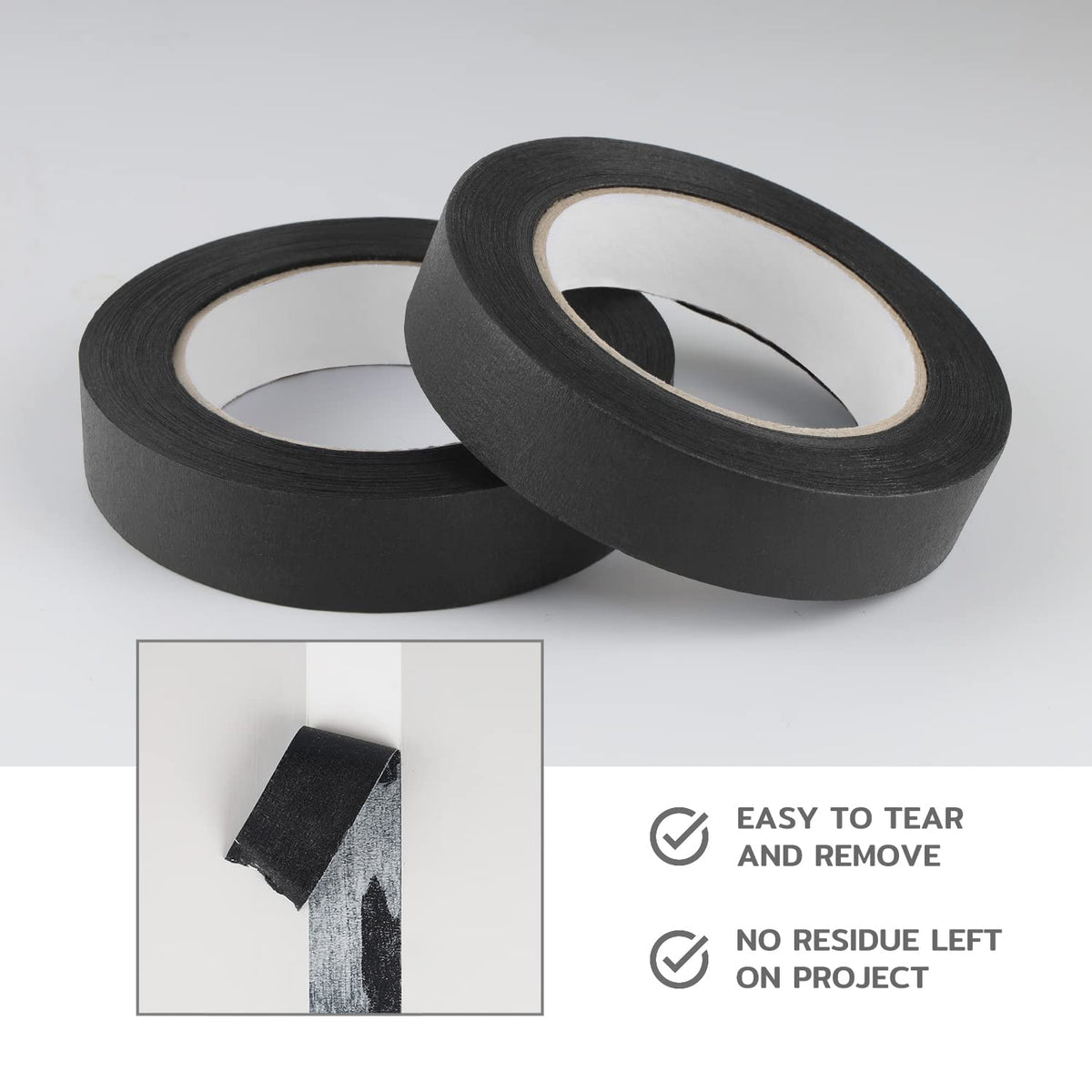 Lichamp black painter's tape bulk pack supports long-term indoor outdoor projects
