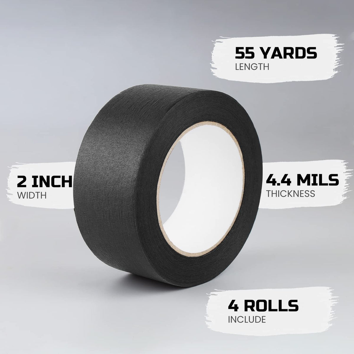 Lichamp Black Painter's Tape 2in roll demonstrates reliable masking on different textures