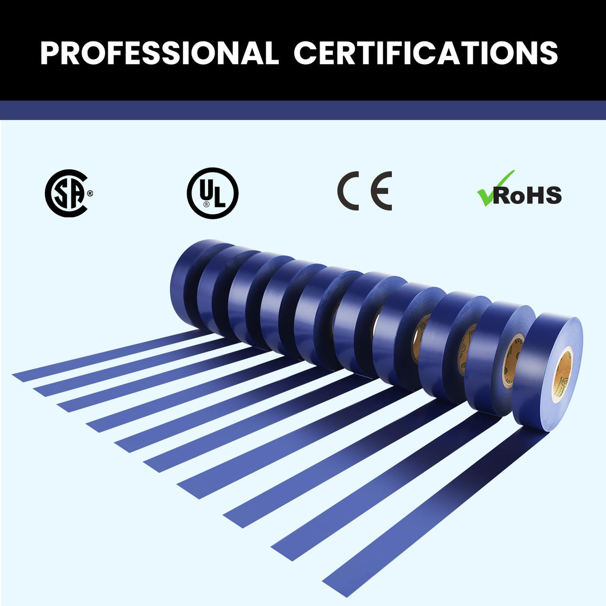 Lichamp blue electrical tape bundling cables for neat organization