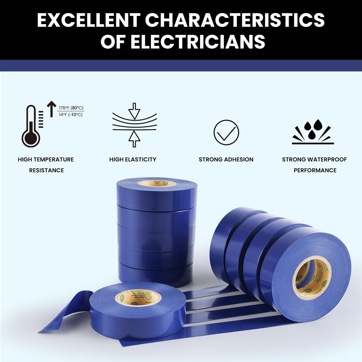 Lichamp blue electrical tape with heat resistance in harsh conditions