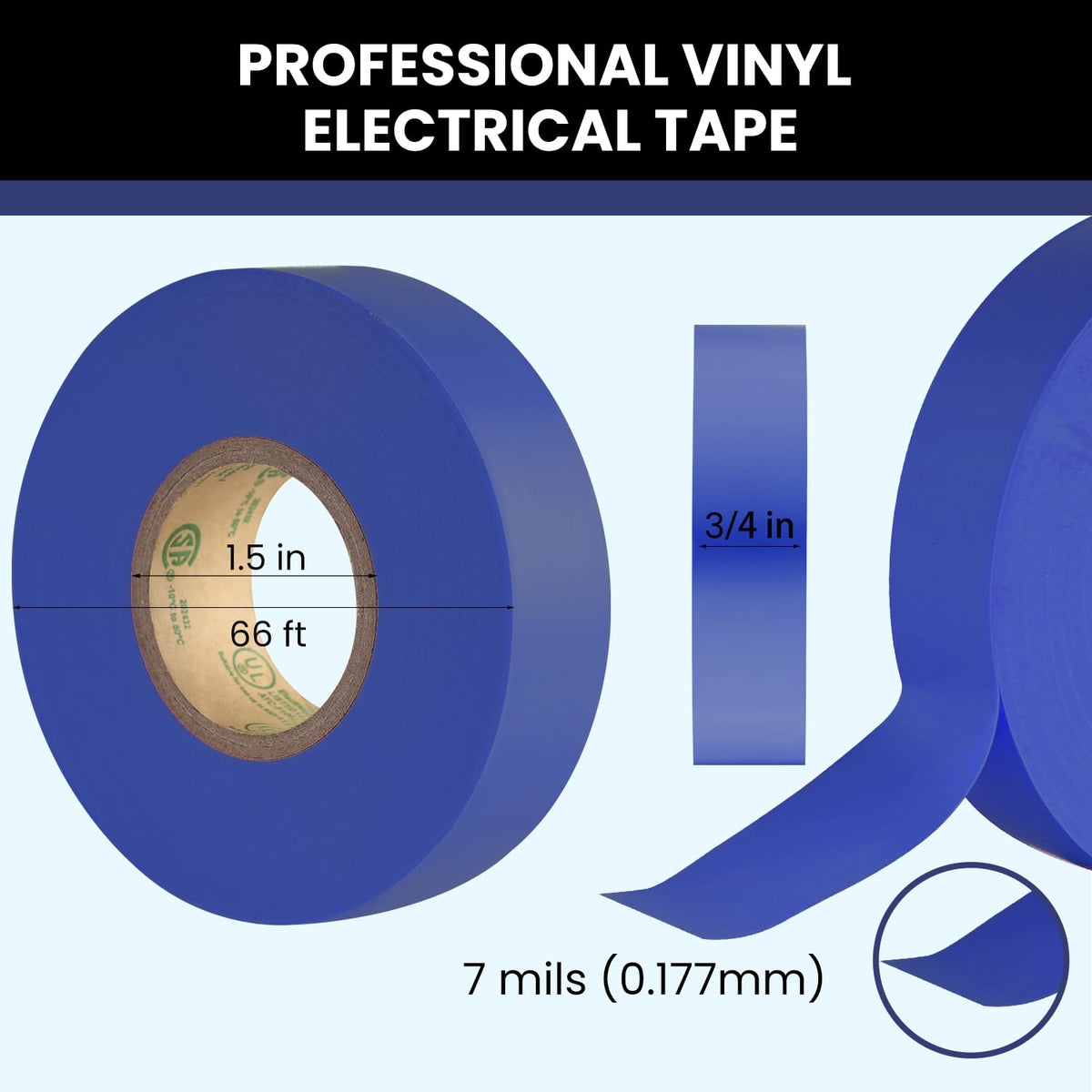 Lichamp blue electrical tape on a wire splice showing insulation