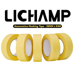 Lichamp curved-surface masking tape yellow 36mm-55m on a curved car panel