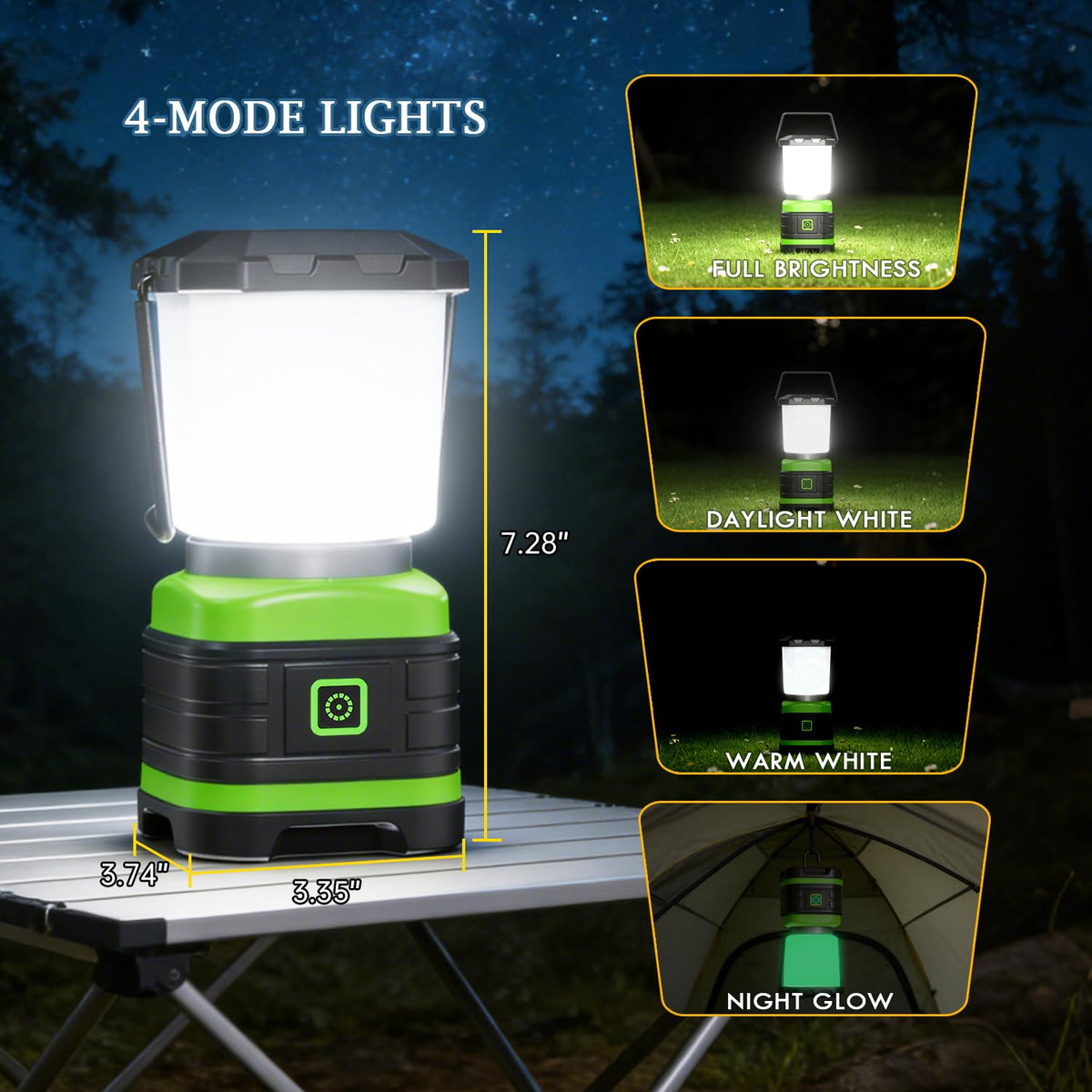Lichamp lantern base hook enables upside-down hanging for broad area illumination.