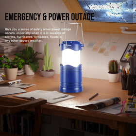 Lichamp blue lantern hanging to illuminate a campsite or patio