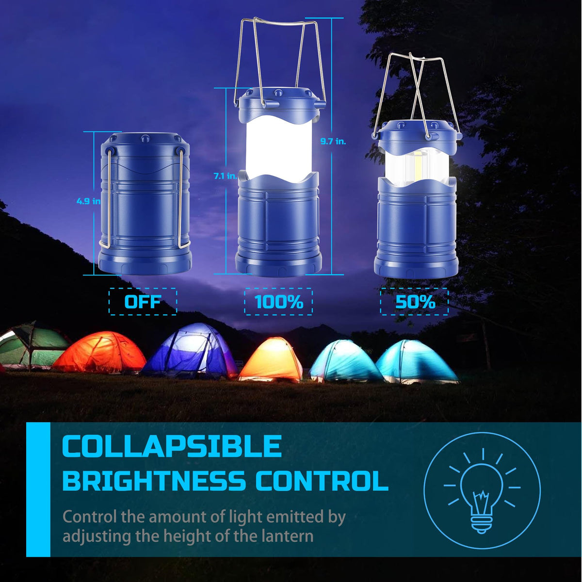 Lichamp lantern collapsed for easy packing and travel
