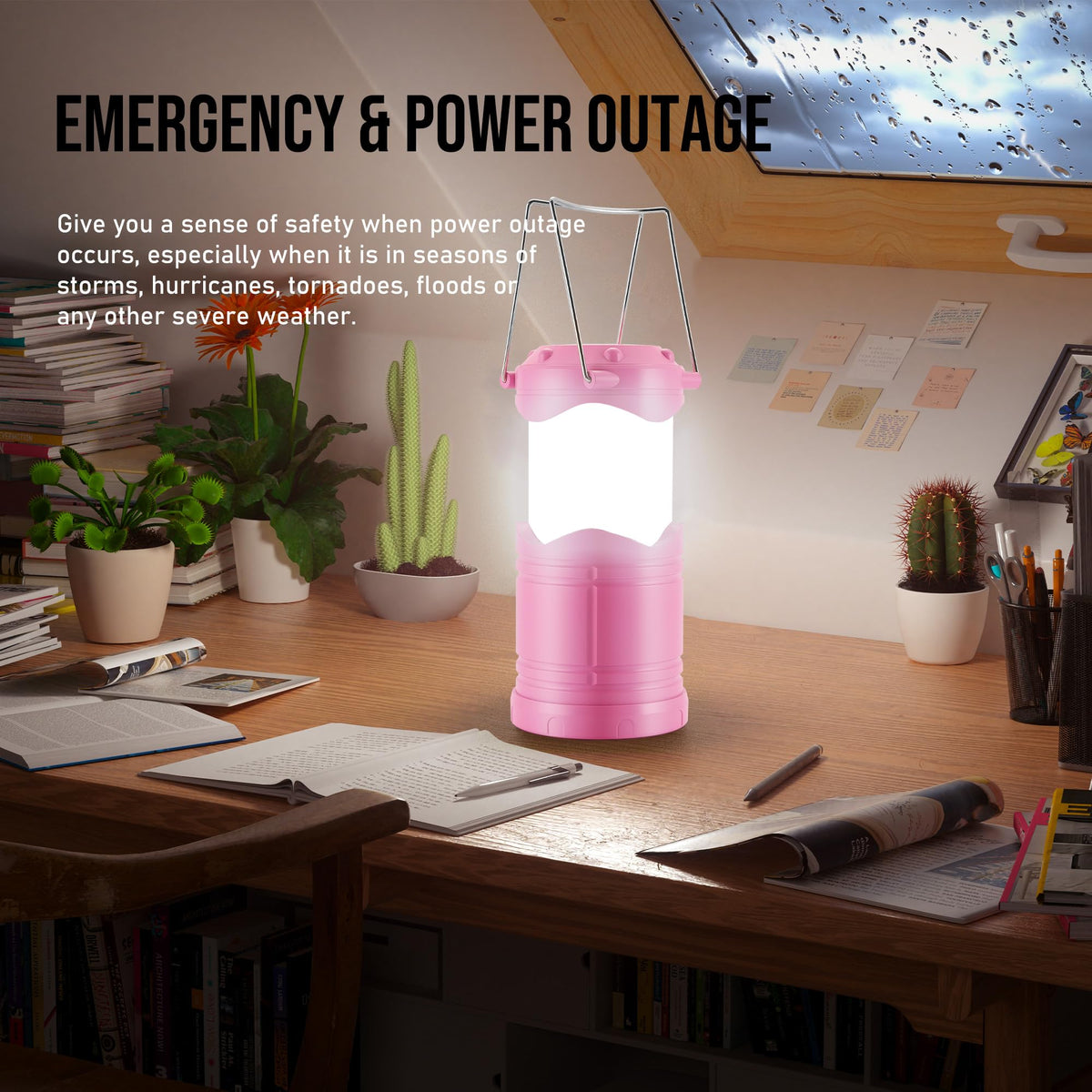 Lichamp LED camping lantern with foldable-hanging-handle enables easy suspension during trips.