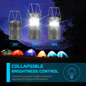Lichamp lantern with foldable handles for easy hanging in campsites.