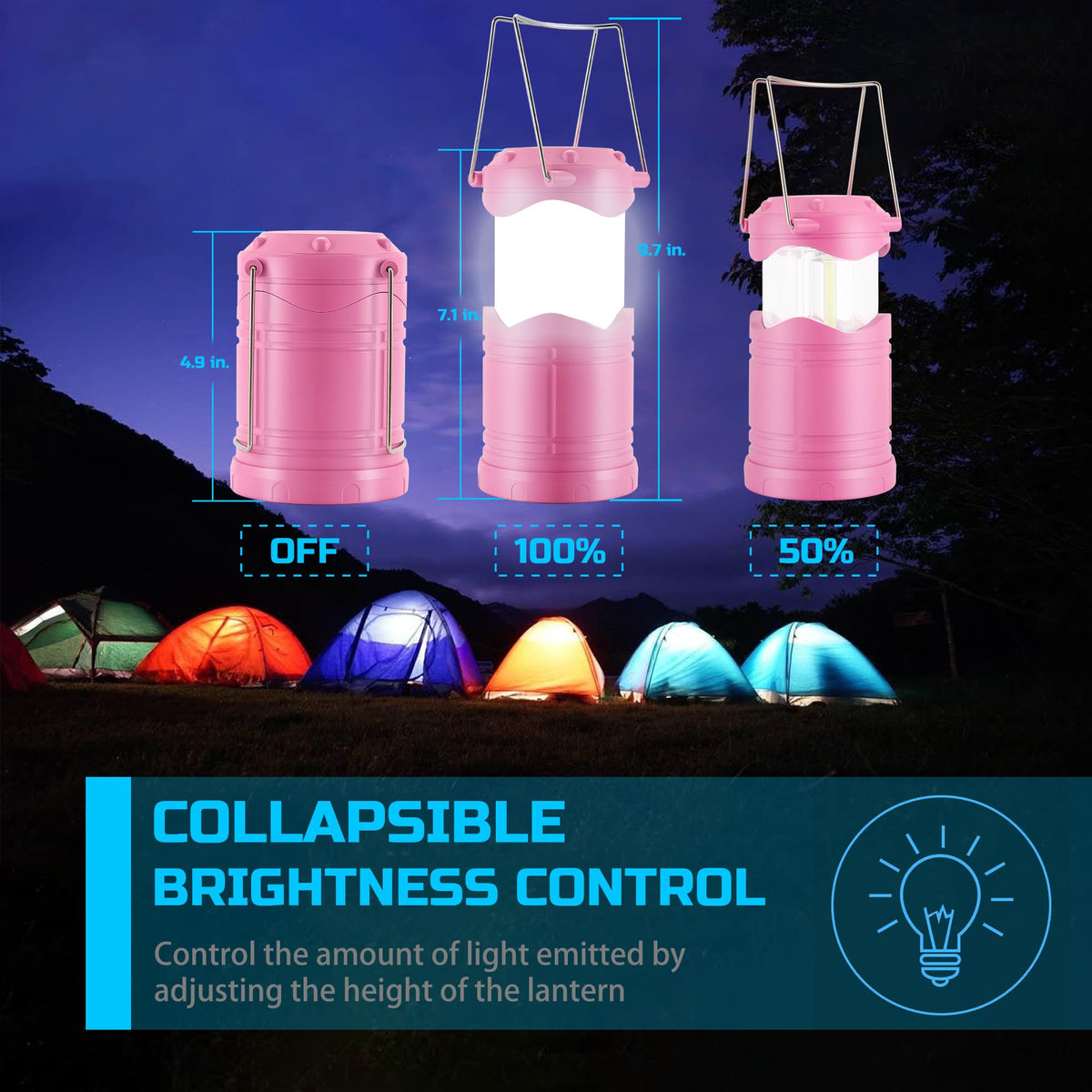 Lichamp LED camping lantern military-grade plastic resists shocks and rough handling.