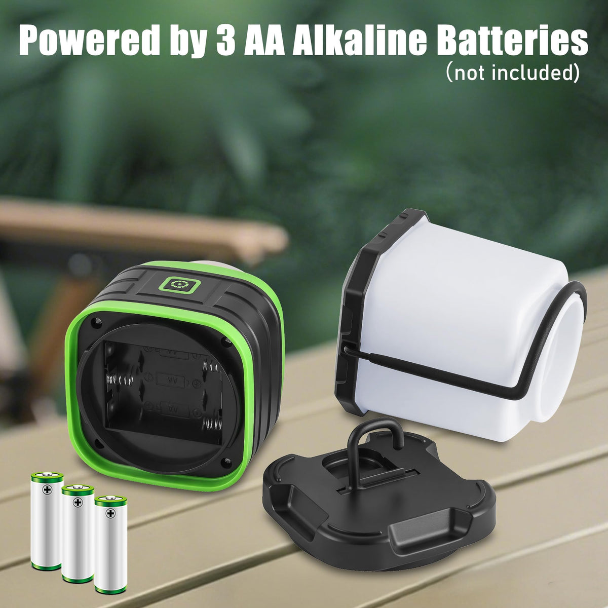 Removable shade on Lichamp lantern for compact close-up tasks like car repairs.