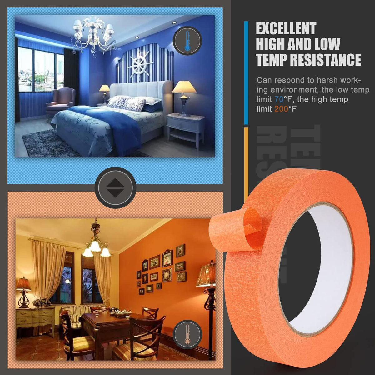 Lichamp orange tape features easy unwind for controlled application