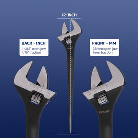 Lichamp spud wrench jaw capacity of 1-3/8 inch with scales