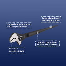 Lichamp spud wrench with 1-1/2 inch jaw capacity for larger fasteners.