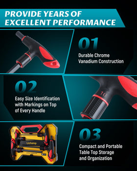 Lichamp 6mm T-handle hex wrench offers steady torque for medium fasteners.
