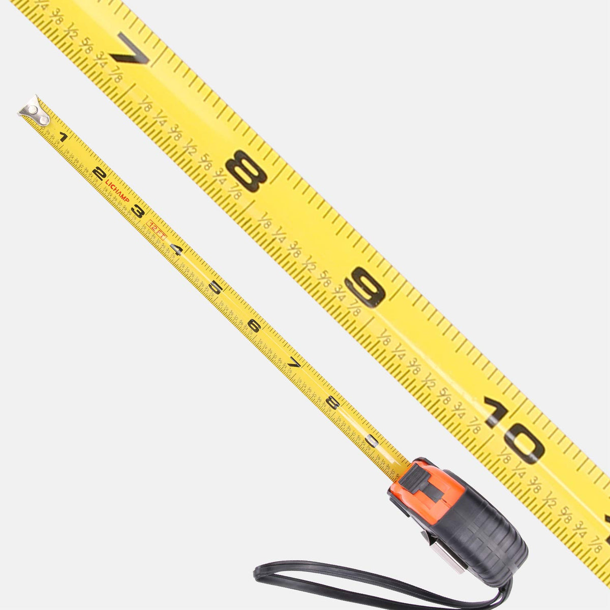 Lichamp retractable 12 ft tape measure with smooth operation on the job site.