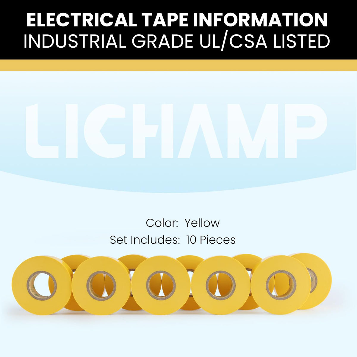 Lichamp yellow tape used for insulated wire splicing and secure bundling