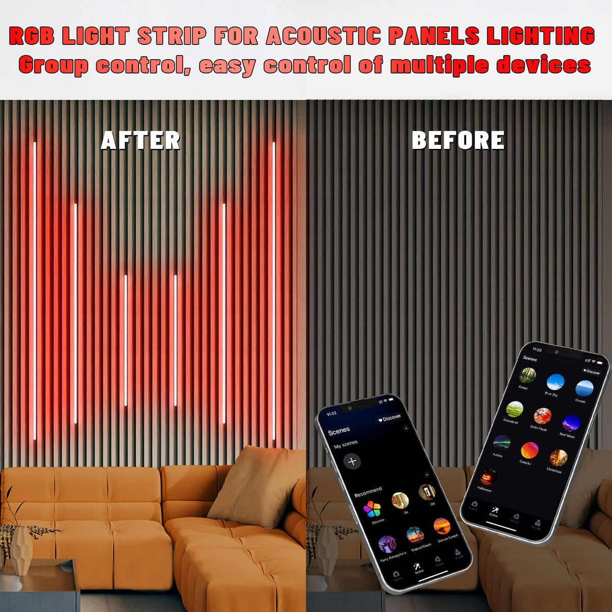 Lichaser RGB modes synced to music for dynamic mood lighting