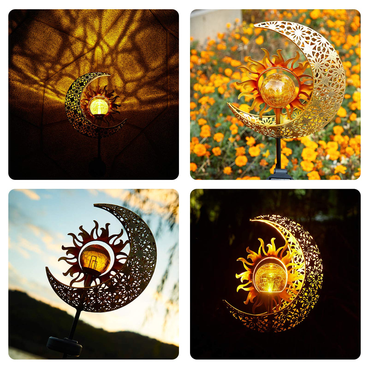 LICKLIP amber crackle glass sun adds warm pathway illumination