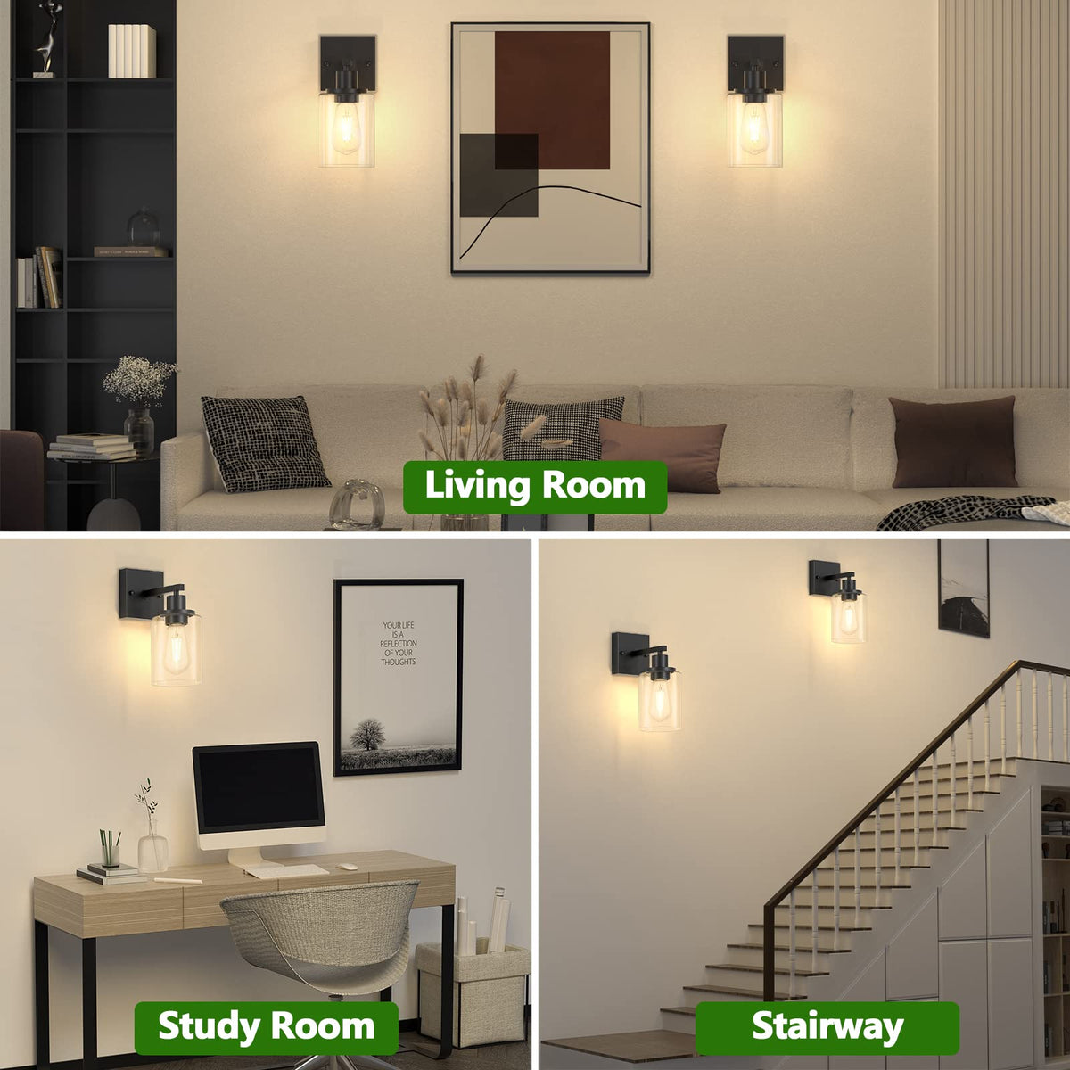 Licperron two-pack vanity sconces with mounting hardware included.